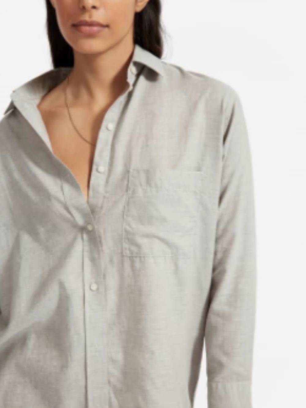XS Everlane Oversized Flannel Shirt Super Soft Lightweight Button-Up Light Gray